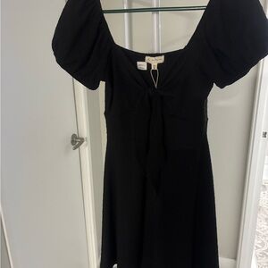 See You Monday Black Puff Sleeve Mini Dress
